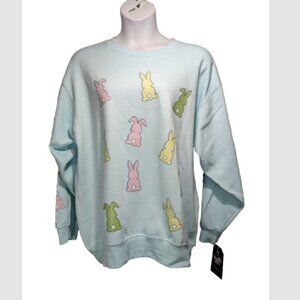 NWT Pacific & Company Blue Bunny Print Sweatshirts Medium